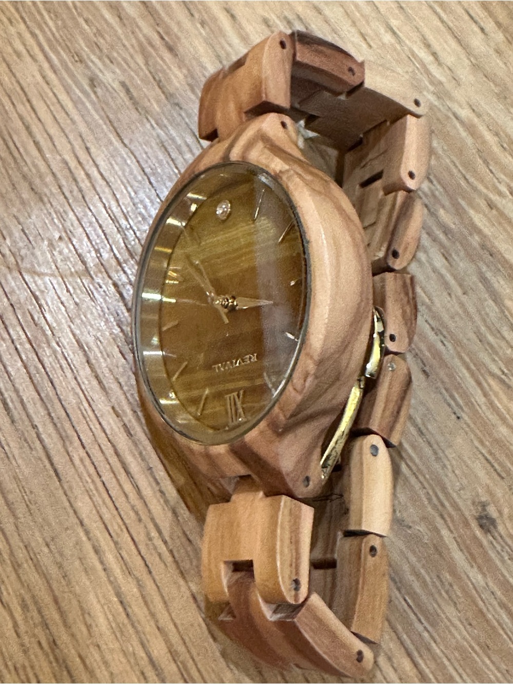 Revival Martin & Co. Olive Wood Tiger's Eye Women's Watch 37mm Quartz - Picture 10 of 13